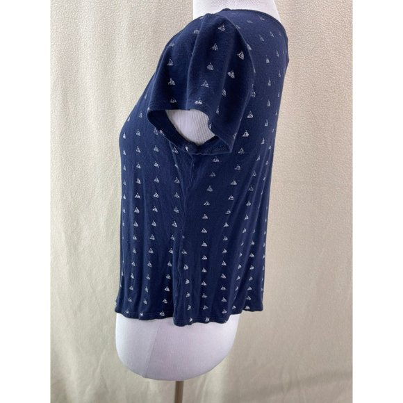 W-5 Navy Blue Nautical Sailboat Crop Top, Size Small - Picture 7 of 9